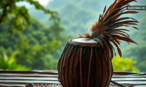 Selo Art Fest 2026 Angkat Kesenian 10 Desa untuk Kenalkan Wisata Selo Kendang dan hiasan kepala penari di atas tikar bambu di panggung terbuka berlatar pegunungan