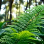 Kebun Raya Indrokilo, Piknik Hemat di Boyolali Sambil Kenal Tanaman Ilustrasi daun pakis dan tanaman tropis di kebun raya yang teduh dengan cahaya matahari menembus pepohonan