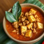 Resep Sambal Tumpang Khas Boyolali dari Tempe Semangit Ilustrasi sambal tumpang berkuah dengan tempe hancur dan tahu goreng dalam mangkuk tanah liat