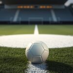 Jelang Final Lawan Thailand, Thom Haye Bisa Main Lagi untuk Garuda Ilustrasi bola sepak putih polos di titik tengah lapangan rumput saat senja