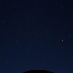 Saturnus Capai Oposisi Malam Ini, Tampak Terang Sepanjang Malam Ilustrasi langit malam berbintang dengan satu titik cahaya terang di atas siluet bukit